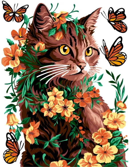 Canevas : 50x65 cm, Flore féline | Zéphyr Tissus