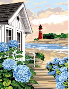 Canevas : 50x65 cm, La cabane du phare | Zéphyr Tissus