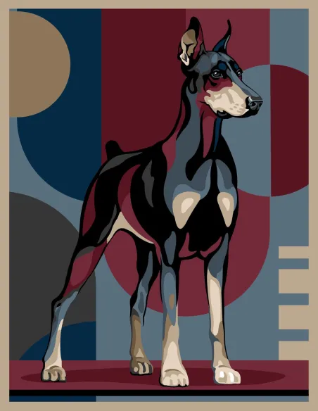 Canevas : 65x80 cm, Dobermann | Zéphyr Tissus