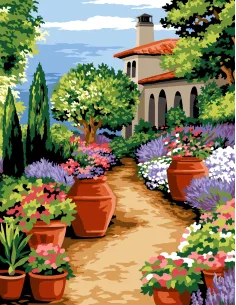 Canevas : 65x80 cm, Allée du jardin | Zéphyr Tissus