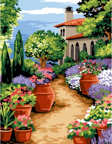 Canevas : 65x80 cm, Allée du jardin | Zéphyr Tissus