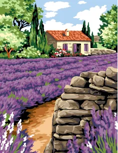 Canevas : 60x80 cm, Le mur aux lavandes | Zéphyr Tissus