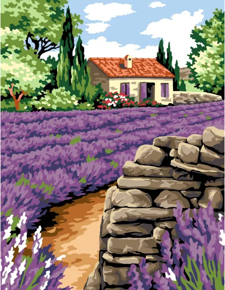 Canevas : 60x80 cm, Le mur aux lavandes | Zéphyr Tissus