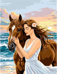 Canevas : 60x80 cm, La belle et le cheval | Zéphyr Tissus