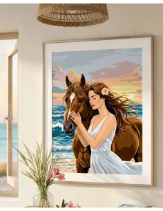 Canevas : 60x80 cm, La belle et le cheval | Zéphyr Tissus 2