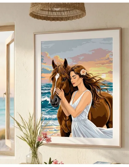 Canevas : 60x80 cm, La belle et le cheval | Zéphyr Tissus