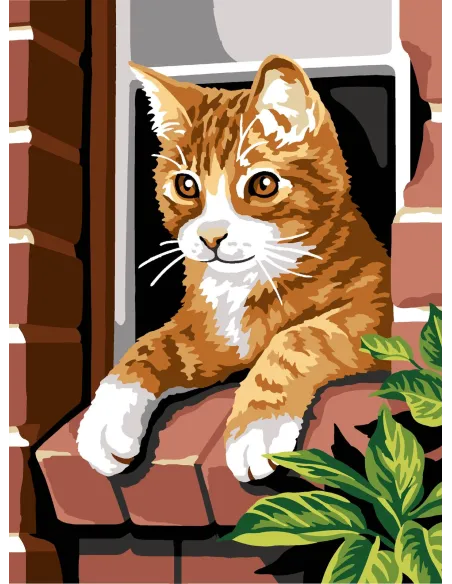 Canevas : 40x50 cm, Chat roux | Zéphyr Tissus