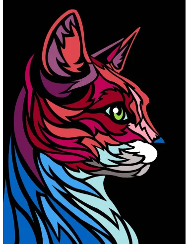 Canevas : 40x50 cm, Multicolore chat | Zéphyr Tissus