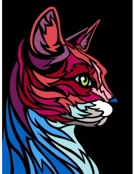 Canevas : 40x50 cm, Multicolore chat | Zéphyr Tissus
