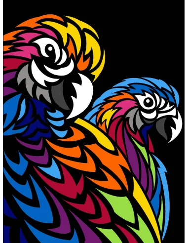 Canevas : 40x50 cm, Multicolore perroquet | Zéphyr Tissus