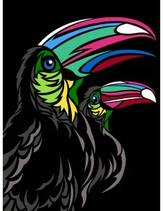 Canevas : 40x50 cm, Multicolore toucan | Zéphyr Tissus