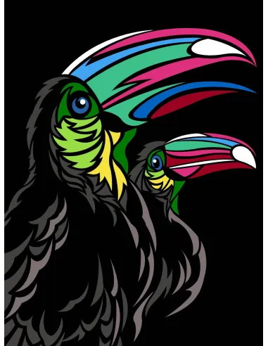 Canevas : 40x50 cm, Multicolore toucan | Zéphyr Tissus