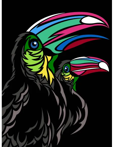 Canevas : 40x50 cm, Multicolore toucan | Zéphyr Tissus