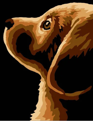 Kit canevas : 20x25 cm, Clair-obscur chien | Zéphyr Tissus
