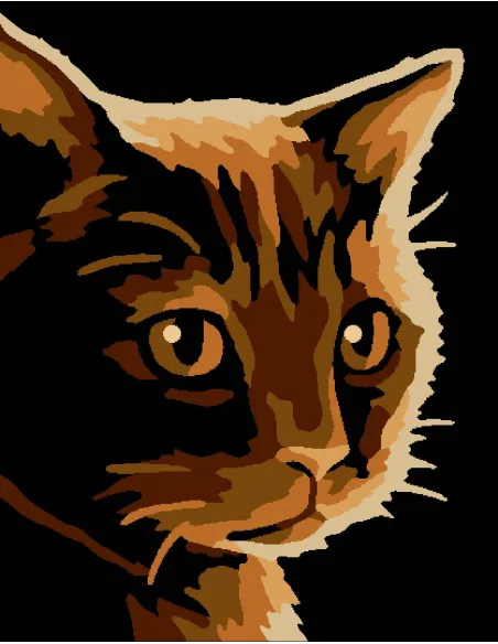 Kit canevas : 20x25 cm, Clair-obscur chat | Zéphyr Tissus