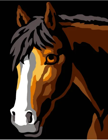 Kit canevas : 20x25 cm, Clair-obscur cheval | Zéphyr Tissus