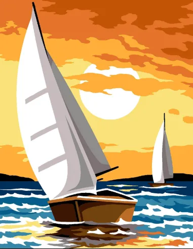 Kit canevas : 20x25 cm, Mer calme | Zéphyr Tissus