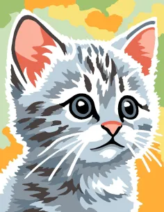 Kit canevas : 20x25 cm, Chat gris | Zéphyr Tissus