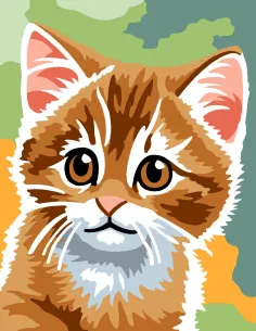 Kit canevas : 20x25 cm, Chat roux | Zéphyr Tissus