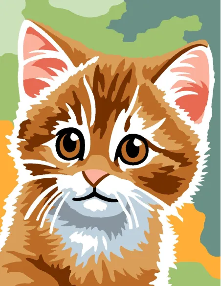 Kit canevas : 20x25 cm, Chat roux | Zéphyr Tissus