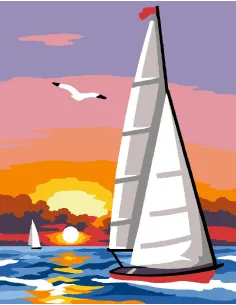 Kit canevas : 20x25 cm, Bateau | Zéphyr Tissus