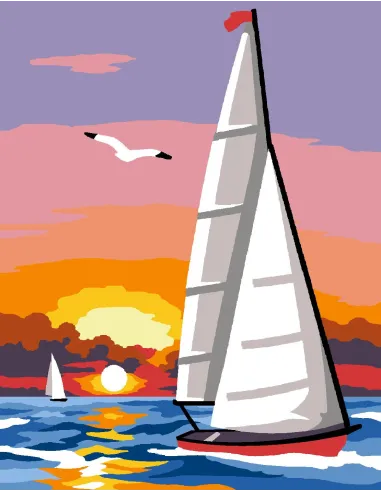 Kit canevas : 20x25 cm, Bateau | Zéphyr Tissus