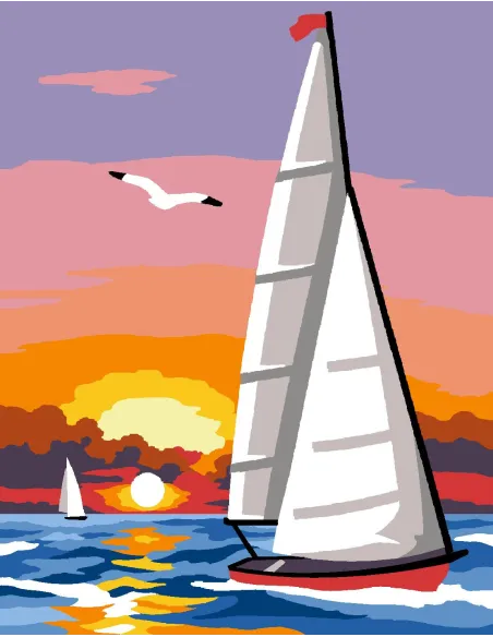 Kit canevas : 20x25 cm, Bateau | Zéphyr Tissus