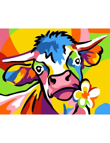 Kit canevas : 20x25 cm, Vache | Zéphyr Tissus