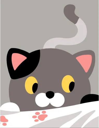 Kit canevas : 20x25 cm, Chat caché | Zéphyr Tissus