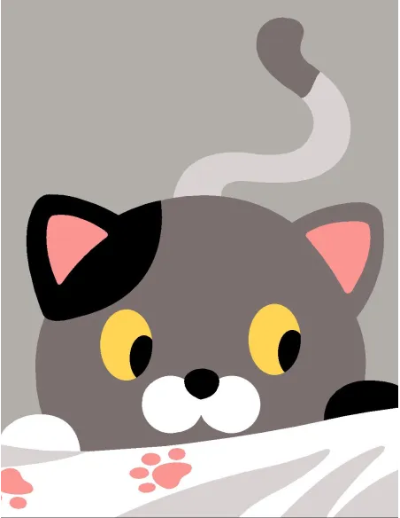 Kit canevas : 20x25 cm, Chat caché | Zéphyr Tissus