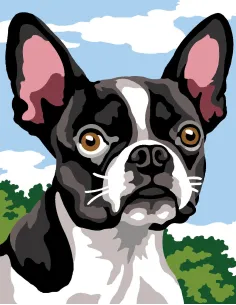 Kit canevas : 20x25 cm, Bulldog | Zéphyr Tissus