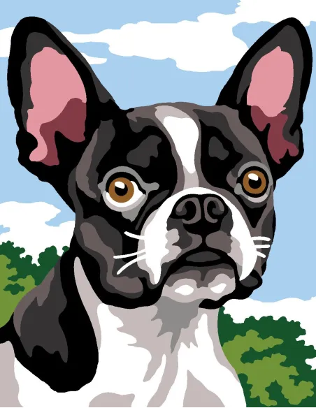 Kit canevas : 20x25 cm, Bulldog | Zéphyr Tissus