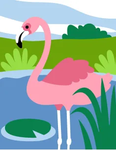 Kit canevas : 20x25 cm, Flamant rose | Zéphyr Tissus