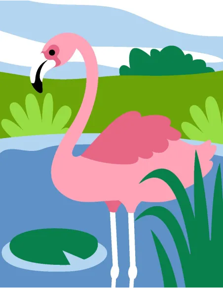 Kit canevas : 20x25 cm, Flamant rose | Zéphyr Tissus