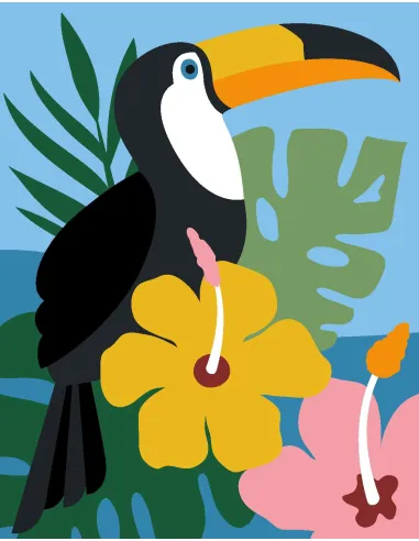 Kit canevas : 20x25 cm, Toucan | Zéphyr Tissus