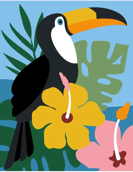 Kit canevas : 20x25 cm, Toucan | Zéphyr Tissus