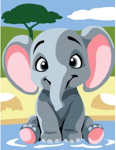 Kit canevas : 20x25 cm, Eléphant | Zéphyr Tissus