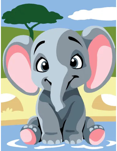 Kit canevas : 20x25 cm, Eléphant | Zéphyr Tissus