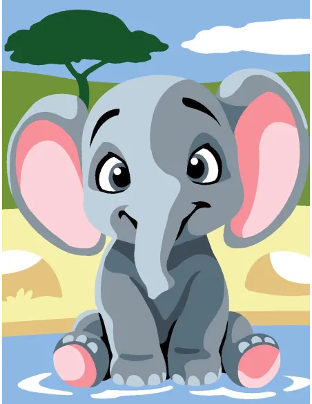 Kit canevas : 20x25 cm, Eléphant | Zéphyr Tissus