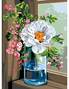 Canevas : 30x40 cm, Bouquet à la fenêtre - UNITE | Zéphyr Tissus