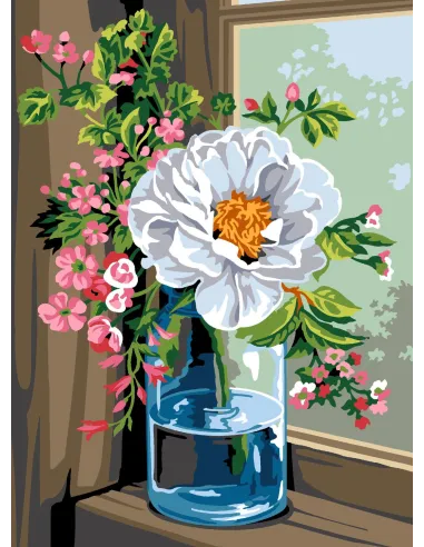 Canevas : 30x40 cm, Bouquet à la fenêtre - UNITE | Zéphyr Tissus