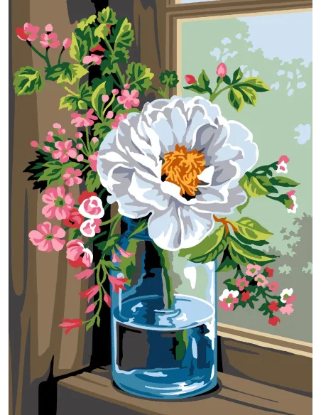 Canevas : 30x40 cm, Bouquet à la fenêtre - UNITE | Zéphyr Tissus