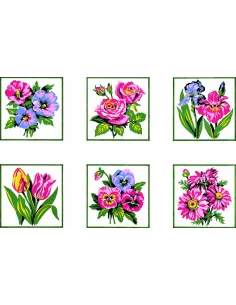 Kit canevas : 40x60 cm, KIT 6 MOTIFS 20x20cm 9203.40 | Zéphyr Tissus