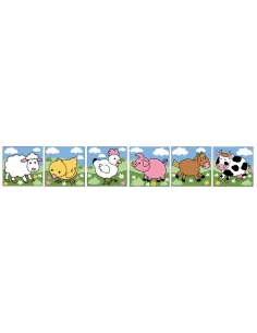 Kit canevas : 40x60 cm, 6 KITS 20x20 - ANIMAUX FERME | Zéphyr Tissus