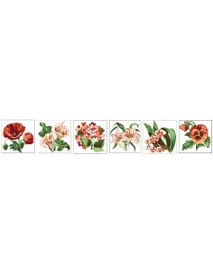 Kit canevas : 40x60 cm, 6 KITS 20x20 - FLEURS | Zéphyr Tissus