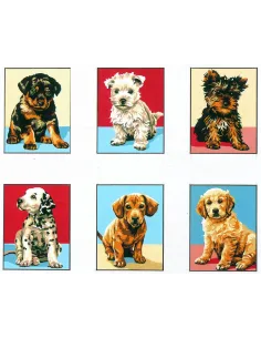 Kit canevas : 50x60 cm, 6 KITS 20x25 - CHIOTS | Zéphyr Tissus