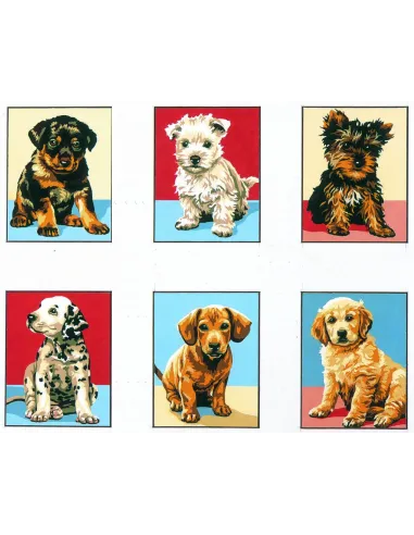 Kit canevas : 50x60 cm, 6 KITS 20x25 - CHIOTS | Zéphyr Tissus