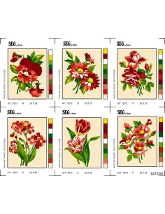 Kit canevas : 25x20 cm, Fleurs | Zéphyr Tissus