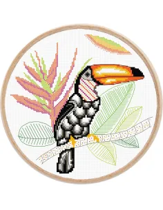 Tableau à broder : 15x15 cm, TABLEAUTIN LE TOUCAN | Zéphyr Tissus