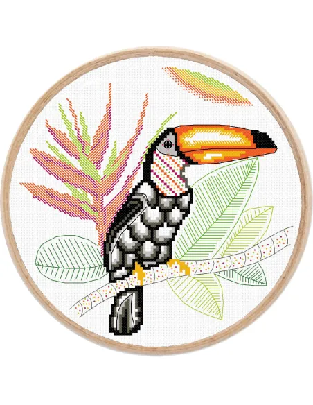Tableau à broder : 15x15 cm, TABLEAUTIN LE TOUCAN | Zéphyr Tissus